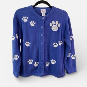 Nitro USA UK Wildcats Paw Print Cardigan Sweater Women’s M Blue Game Day Y2K